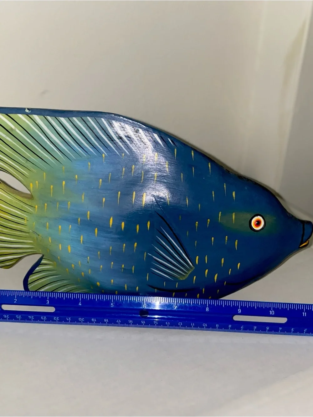 Original Handmade Hand Painted.Wood. Fish Figurines.Multicolor.Set of 2.